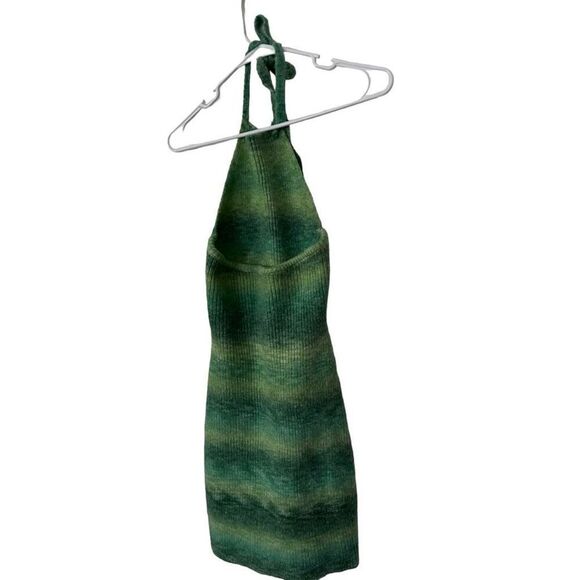 RedBerry Y2K Sleeveless Rib Knit Gradient Halter Neck Bodycon Dress Green Large - Picture 5 of 9